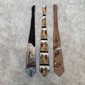 Hunting Dog Duck Novelty Silk Ties Lot Puritan Roundtree Yorke
